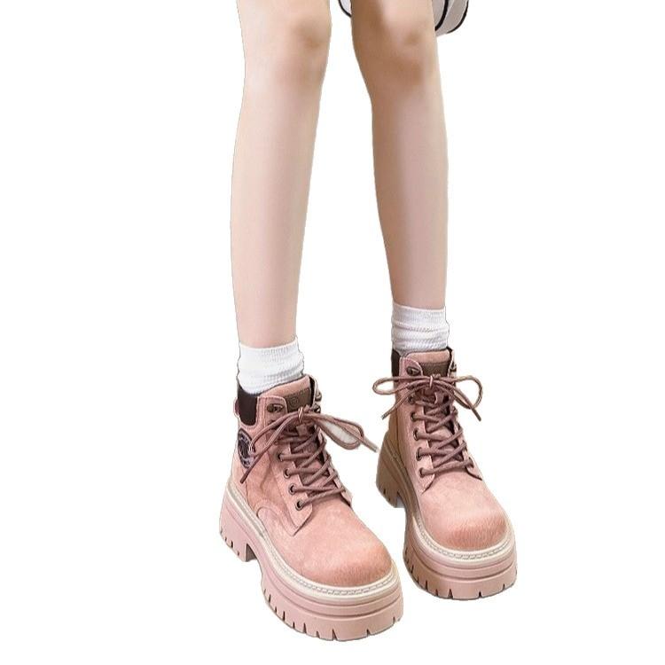 Popular thin and versatile Martin boots for women 2025 autumn and winter new inner height increase rhubarb boots for women classic boots for women