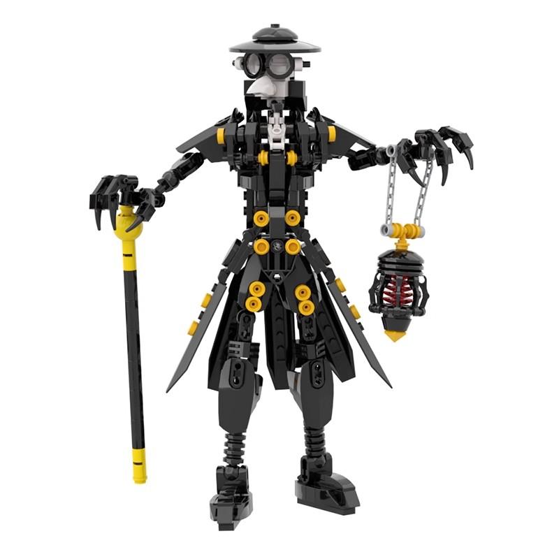 Halloween Crow Long Mouth Medieval Steampunk Style Plague Doctor Mech Model Building Blocks Toy Handpiece