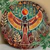 Vintage Egyptian Metal Wall Art, Winged Hieroglyph Iron Sign for Living Room Decor