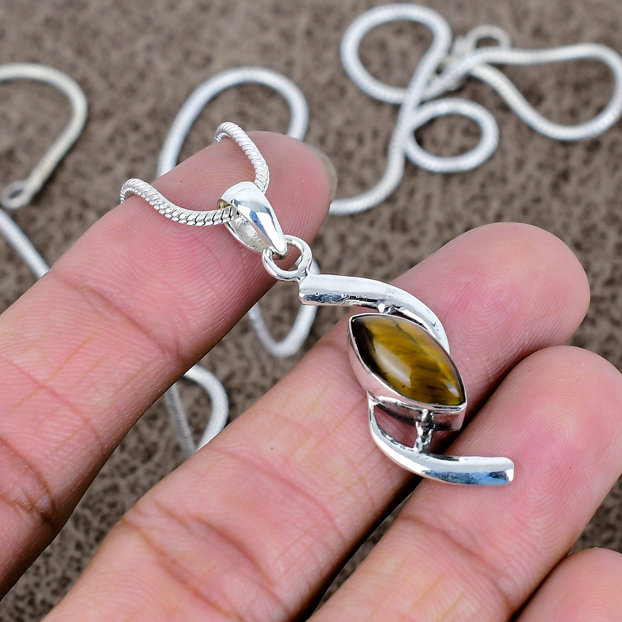 

Tiger Eye Gemstone Handmade 925 Sterling Silver Jewelry Pendant 1.77 KKG-581