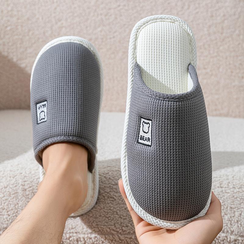 Linen slippers women's spring and autumn four seasons universal thick bottom cotton and linen mop summer indoor home home non-slip men