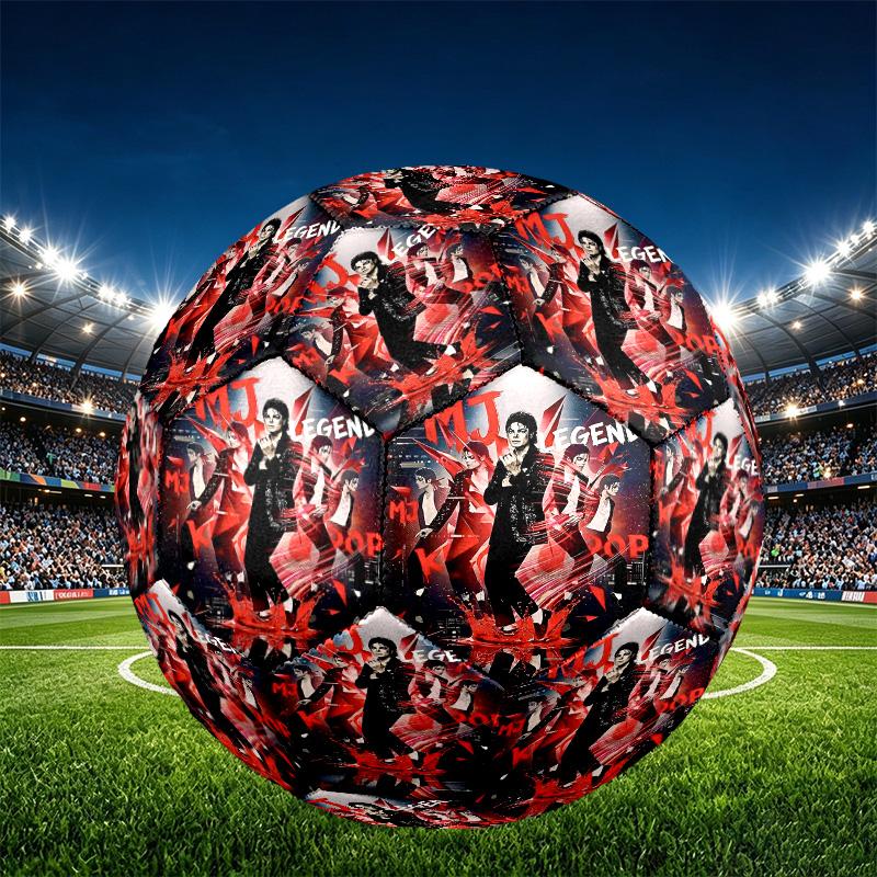 Michael Jackson Aufdruck Größe 5 Fußball, PU Abriebfester Fußball für Spieltraining und tägliches Üben, Geburtstagsgeschenk für Fußballfans