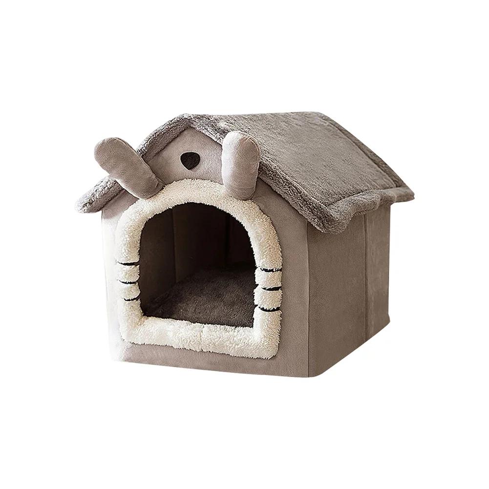 

Cute Plush Pets House Stuffed Fluffy Dogs Room Half-Closed Puppy Sleeping Nest Foldable Home Puppy Pet Products