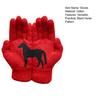 Black Horse Print Gloves Warm Ribbed Knitted Gloves Funny Horse Winter Gloves Gift for Men Women Driving Daily Errands Use