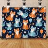 2D Cheerful Cat Tapestry, Cute Kittens for Kids Room Decor