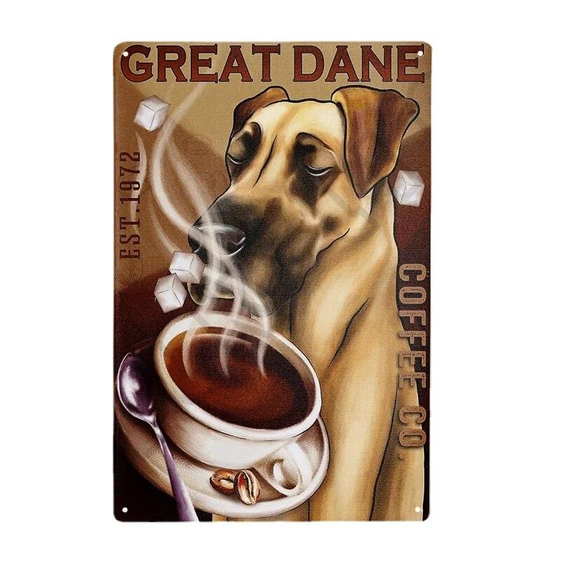 Funny Great Dane Metal Vintage Tin Sign Poster Cafe Bar Living Room Coffee Bar Club Kithchen Bathroom Kitchen Home Decor Gift