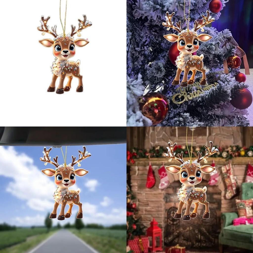 Christmas Reindeer Car Mirror Pendant With Acrylic Material For Home Decor
