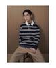 Pique Striped Collar T-Shirt Navy