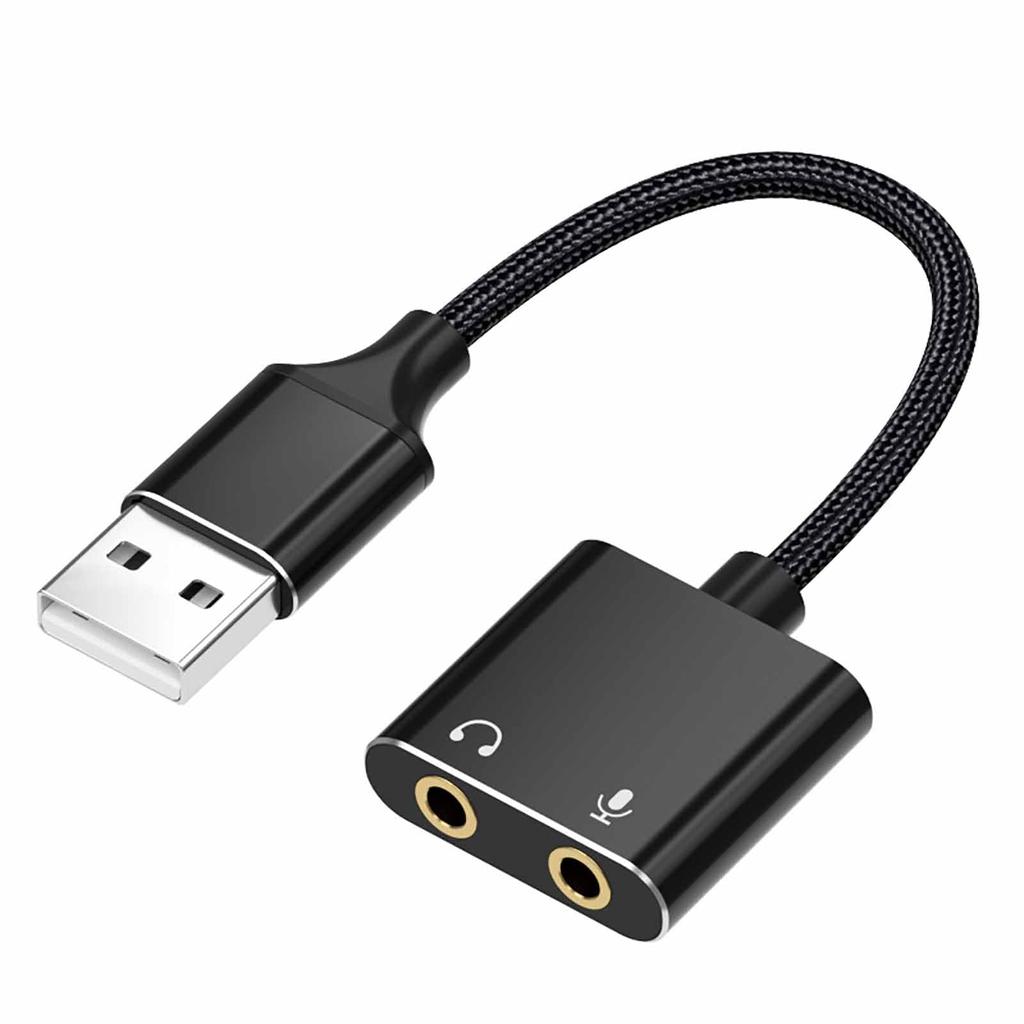 TRkin USB-3.5 Mm Audio Adapter External Stereo Sound Card Dual TRS 3-pole 3.5 Mm Headphone and Microphone Jack for PS4PS5PCLaptop with Built-in Chip