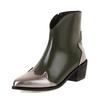 Fashion Autumn/Winter New Pointed Toe Chunky Heel Ankle Boots for Women Elegant Modern Cossacks Chelsea Boots Black Green Red