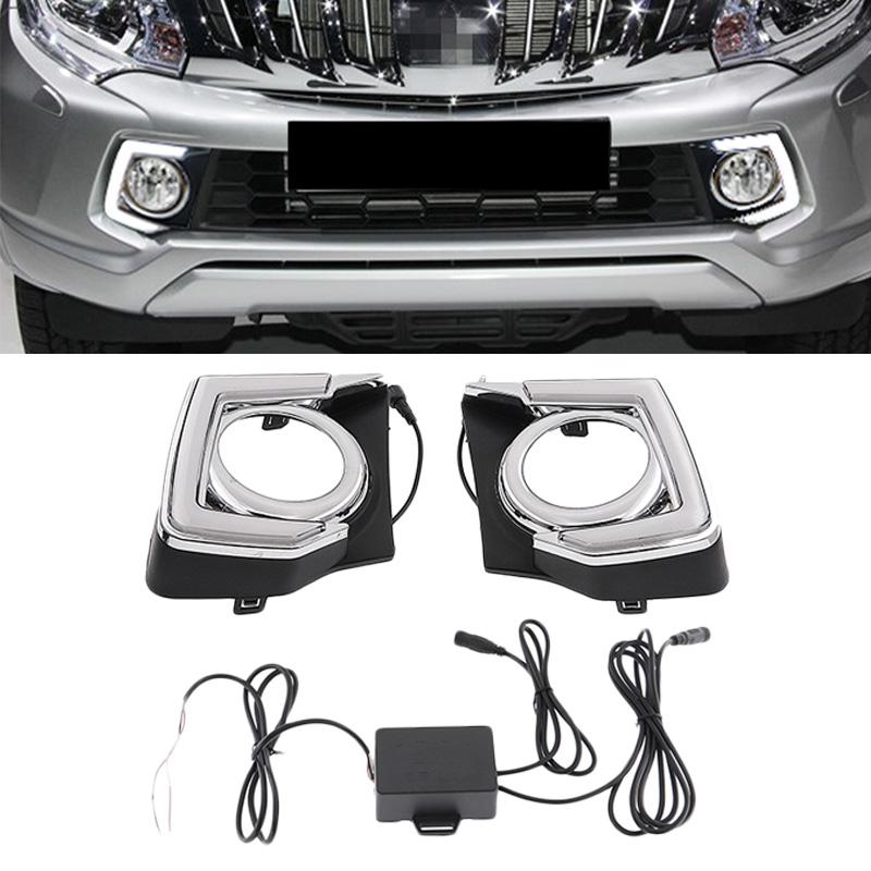 

2 шт. автомобильные противотуманные фары белые DRL дневные ходовые огни для Mitsubishi Triton L200 2015 2016 2017 2018 авто