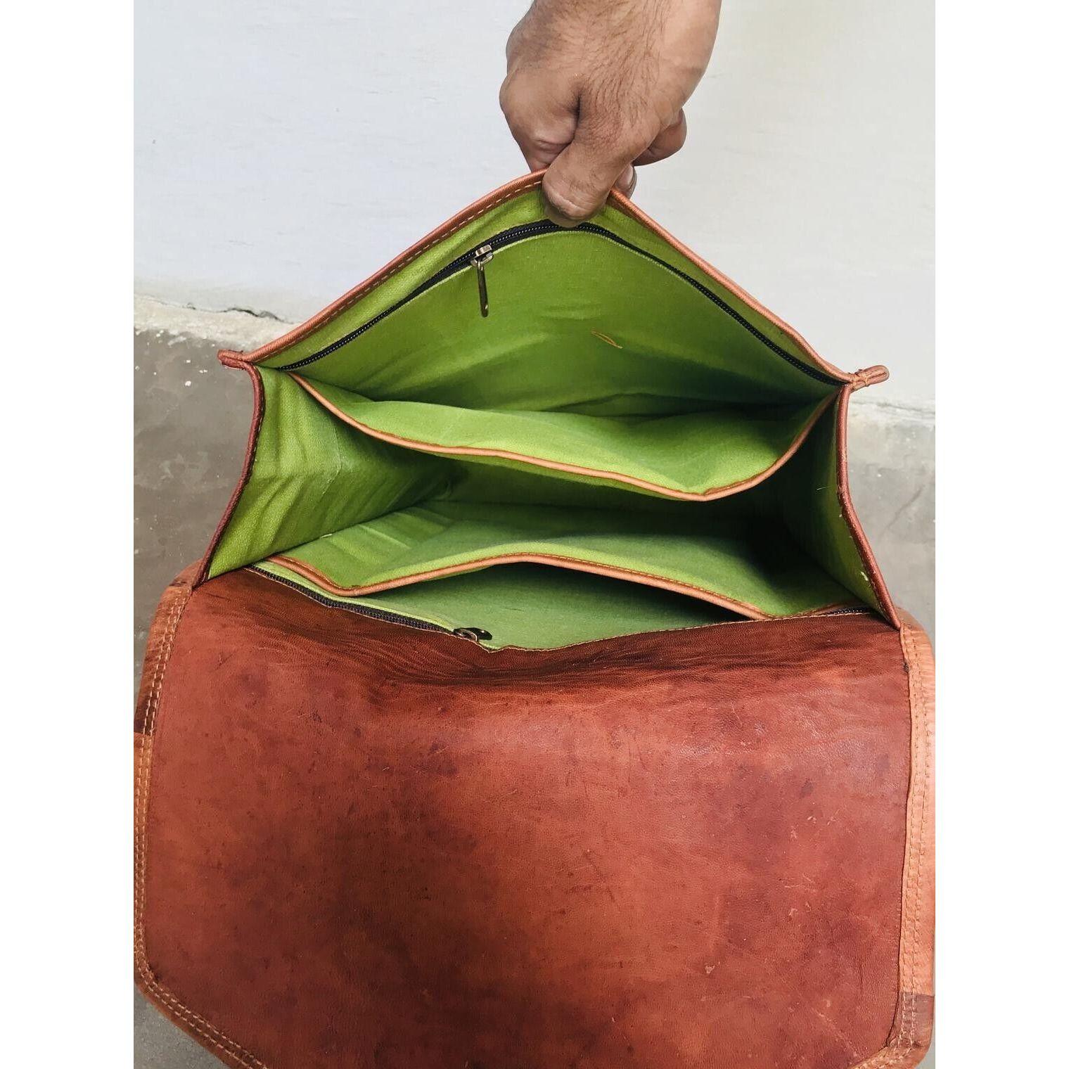 Мужская коричневая кожаная сумка-рюкзак Рюкзак Новый ноутбук ручной работы Goat Messenger — фото 5