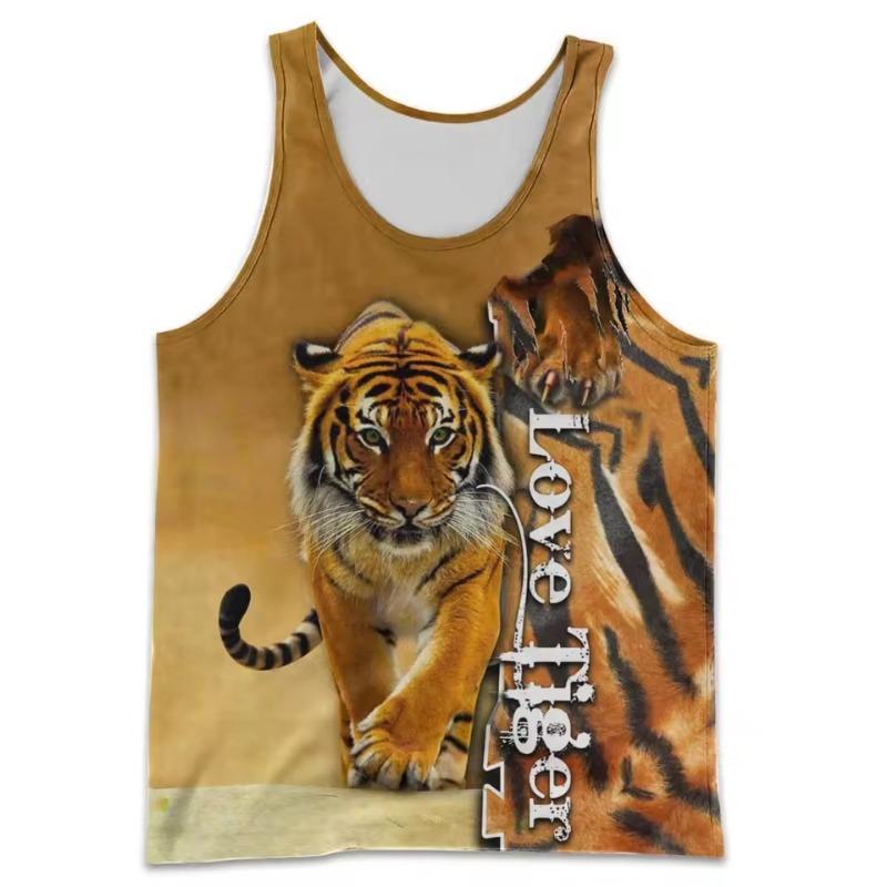 

Животное Тигр 3D Принт Майки Мужские Повседневная Уличная Мода Спортивная Одежда Жилет Оверсайз Безрукавка Тренажерный Зал Мужская Одежда 6XL