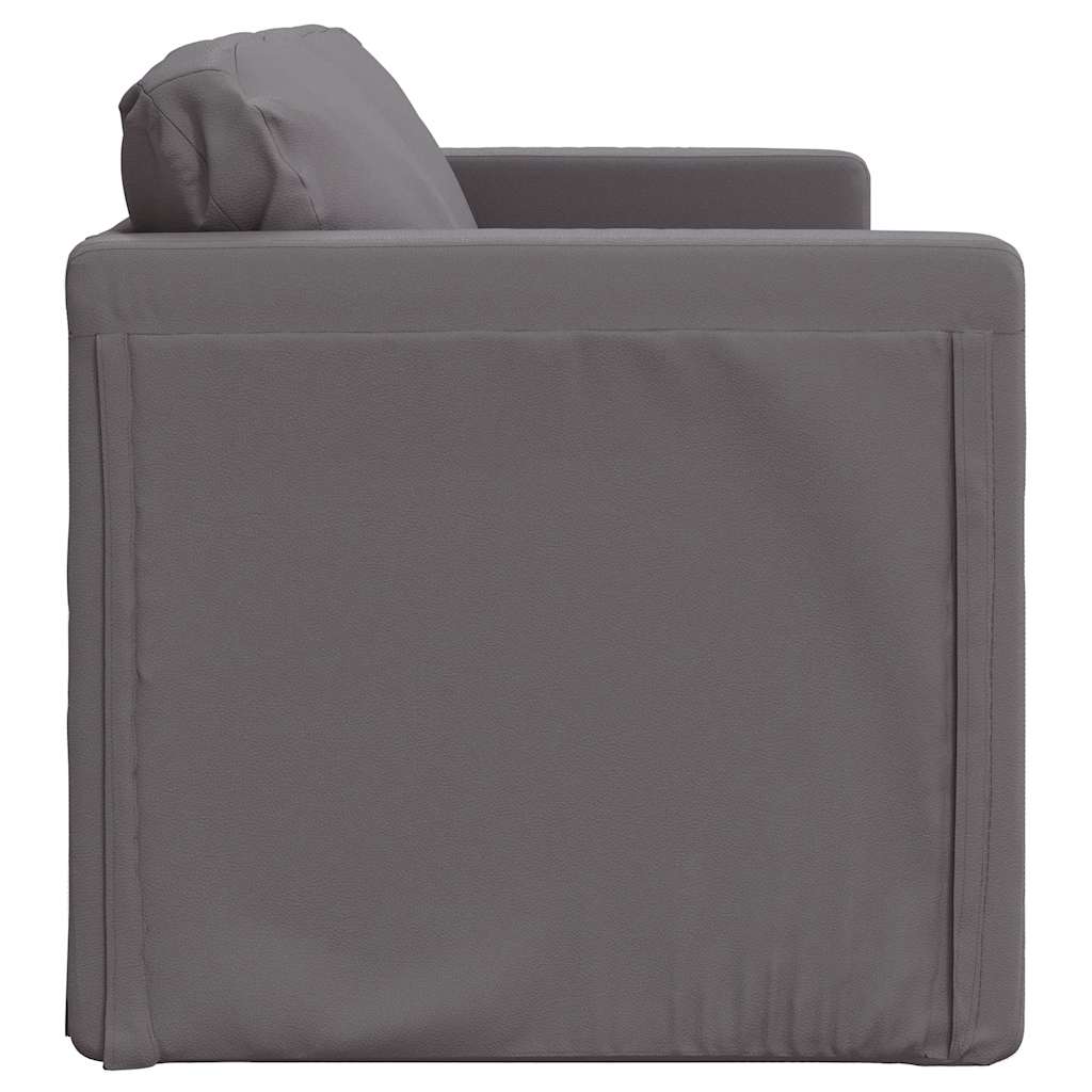Floor Sofa with Sleeping Function Grey 112x174x55 Cm Artificial Leather