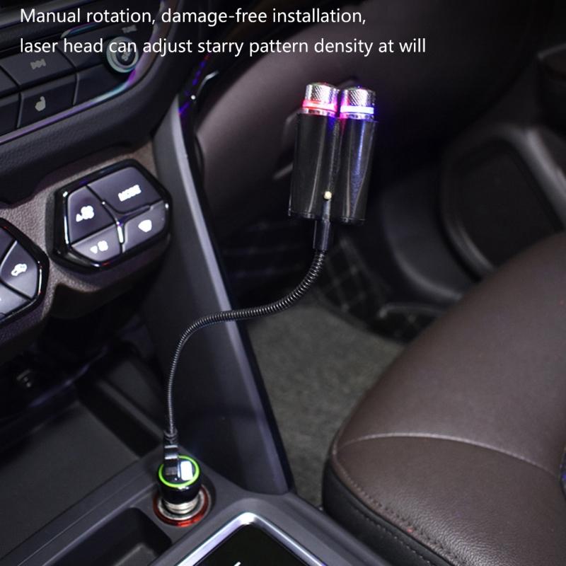 Automotive Roof Interior Atmosphere Light Adjustable Starry Projection USB Powered PVC Material Easy USB Plug Operation