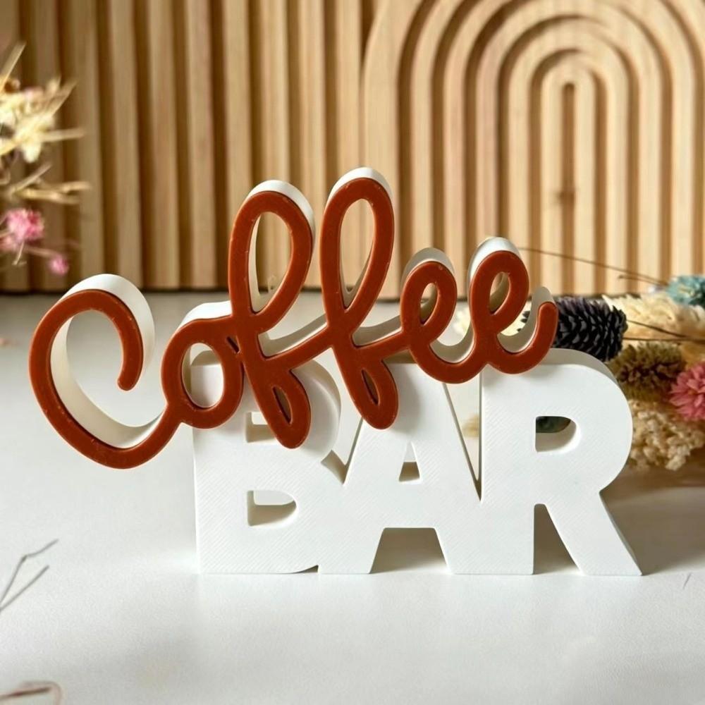 Coffee Themed Coffee Tray Decor Figurine Two-Tone Color Home Coffee Nook Decor Kitchen Counter