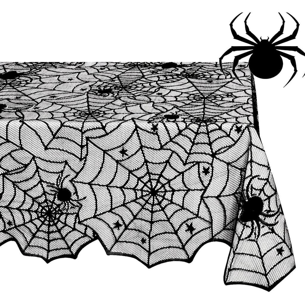 Used Furniture Tablecloth Halloween Lace Tablecloth Black Tablecloth Spiderweb Table Fabric Fireplace Scarf Halloween Home Party Black Lace