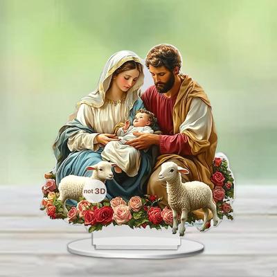 2D Nativity Acrylic Sign Desktop Ornament Religious Christian Artwork Xmas Decor Christmas Gift for