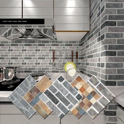 5Pcs Waterproof Kitchen Wall Tile Stickers Vintage Brick Texture Bathroom Decals Self-adhesive Oilproof Wallpaper