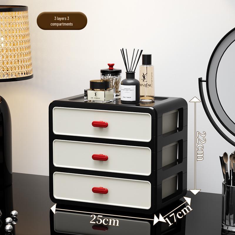 Retro-Style Plastic Cosmetic Storage Cabinet with Drawers