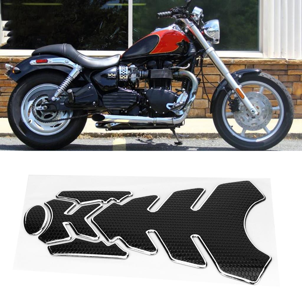 3D Motorcycle Gas Oil Fuel Tank Sticker Pad Protector Decoration Fit for Yamaha(BlackSilver )