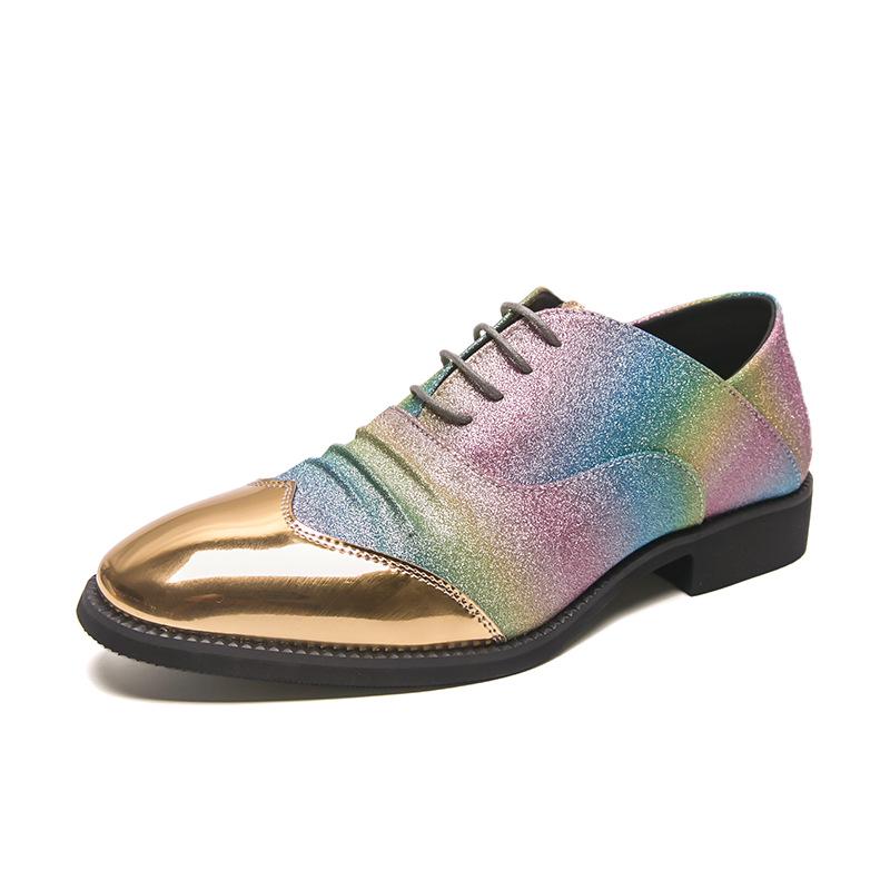 Men s Plus Size Spring Casual Leather Loafers – British Chelsea Glitter Pointed Toe 44