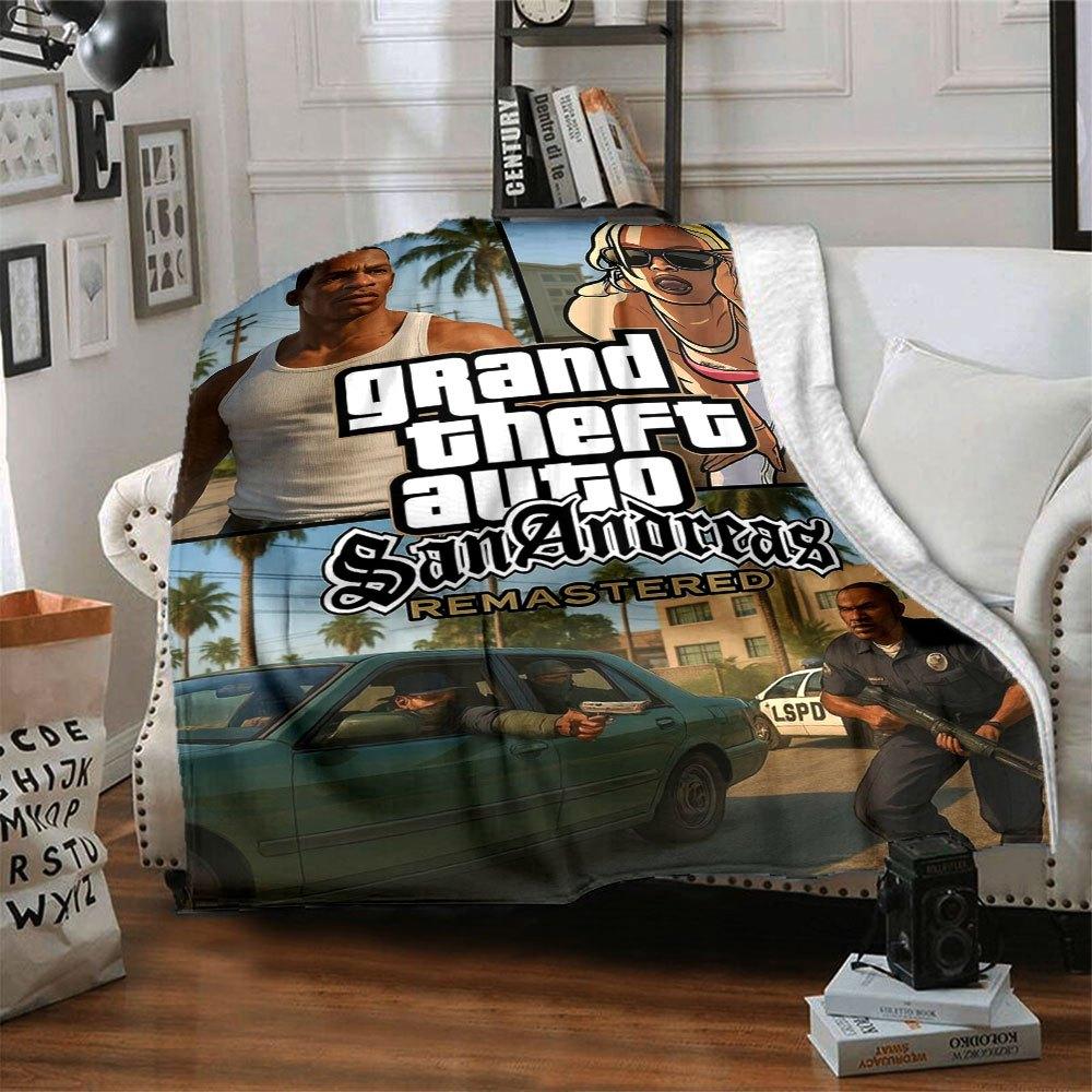 

1pc Grand Theft Auto Soft Flannel Blanket with Designer Print - A cozy blanket for all seasons, perfect for the couch, bed, officeB72 80cmx120cm(31inx47in)