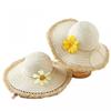 Wide Brim Straw Hat Women Sun Protection Floral Decorated Beach Vacation
