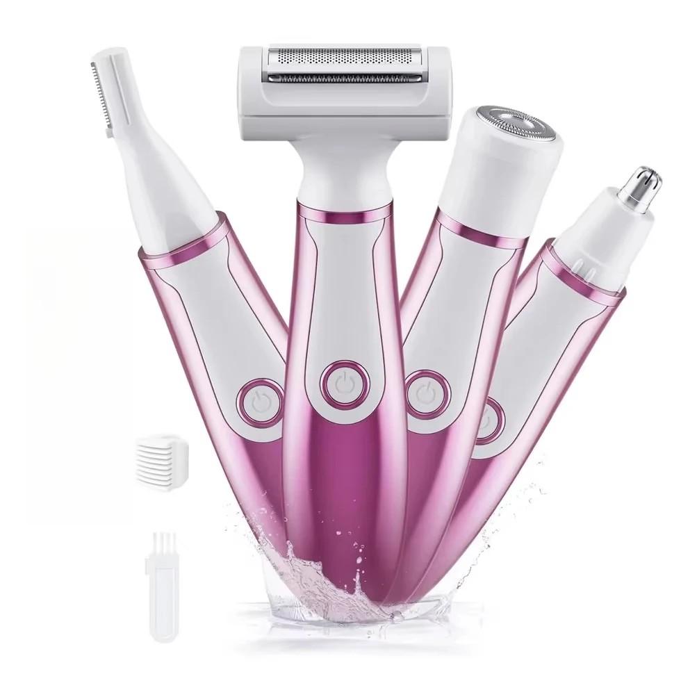 4 In 1 Electric Epilator Bikini Eyebrow Nose Women Lady Facial Hair Removal Trimmer Body Painless Female Depilator Skin Care