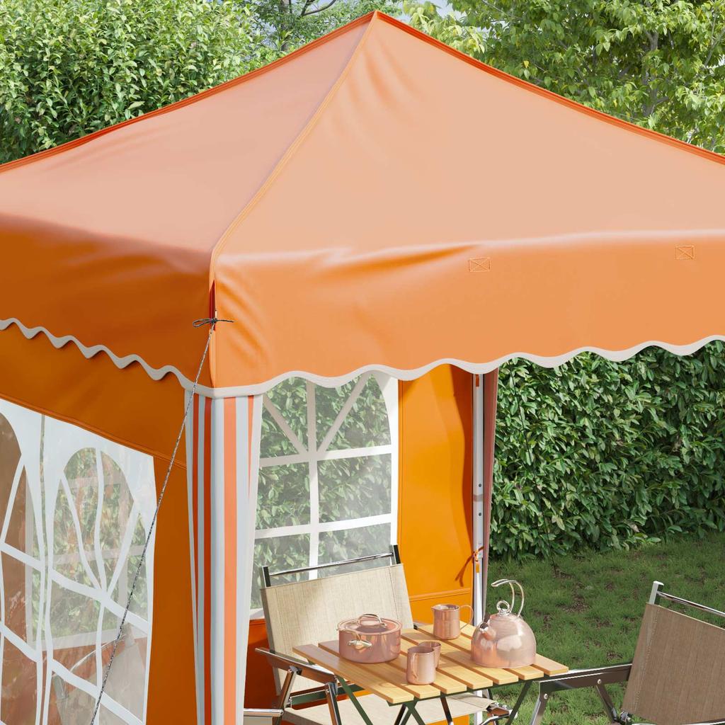 Pop Up Party Tent 195 X 195 X 245 Cm Orange Oxford Fabric