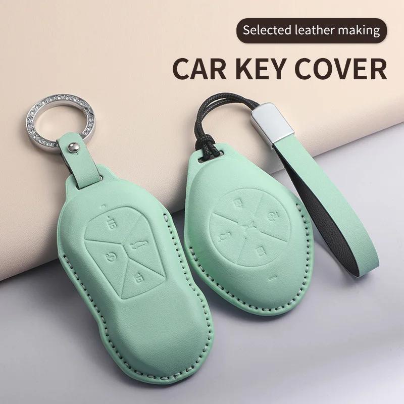 PU Leather Car Key Case Cover Fob For Xiaopeng Xpeng P5 P7 G3 G6 G9 G3i 2021 2022 Car Smart Keychain Protector Shell Accessories