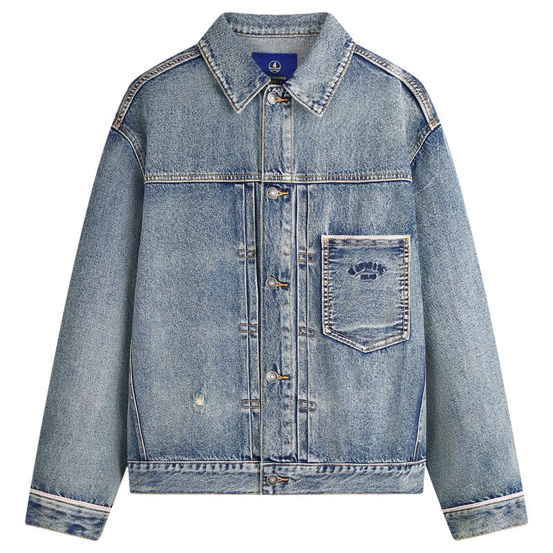 

NVG·YOUNG Men s Washed Denim Workwear Jacket L