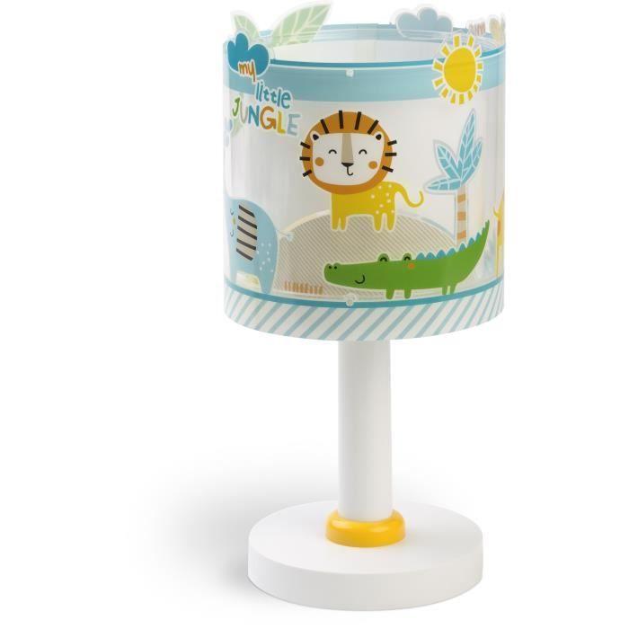 Lampe de chevet - DALBER - My Little Jungle - Motif animaux - 30 cm - Multicolore - E14