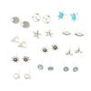 Accessories Simple Drip Oil Turtle Stars Wave Shells Turquoise 12 Pairs Of Earrings