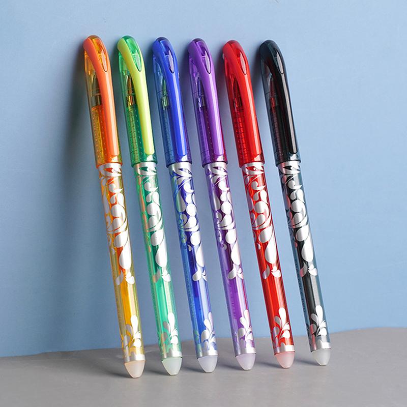 1 Set Blue/Black/Red/Green/Orange/Purple Ink Writing Gel Pens 6 Colors Neutral Erasable Pen Washable Handle School Stationery