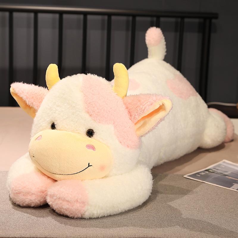 Adorable Lying Cow Plush Pillow - Large Comforting Doll for Girls' Bedtime