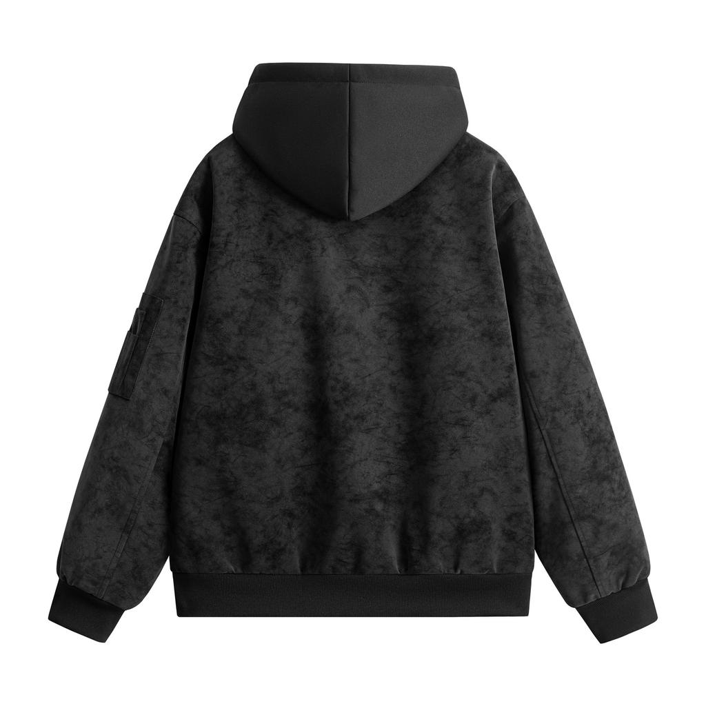 PU Leather Jacket Men's Suede Leather Jacket American Retro Hooded Trend Versatile Jacket Leather Jacket
