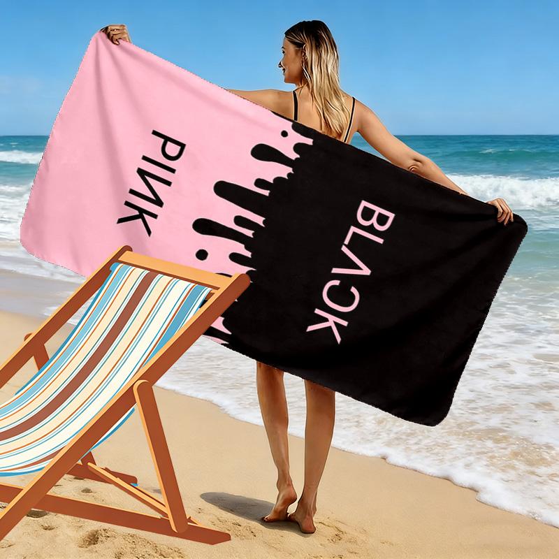 BlackPink Print Beach Towel, Large Soft Quick Dry Towel for Beach Camping Swimming