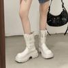 Fashion Winter Design Platform Heel Women Ankle Boots Fashion Slip On Height Increase Shoes Punk Style Short Botas De Mujer