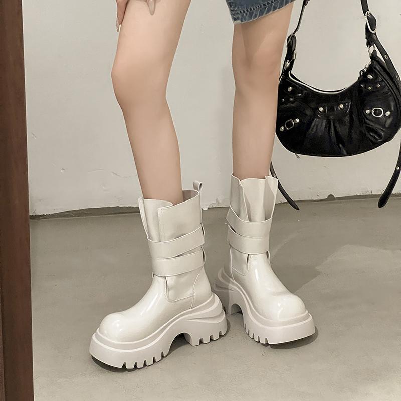 Fashion Winter Design Platform Heel Women Ankle Boots Fashion Slip On Height Increase Shoes Punk Style Short Botas De Mujer