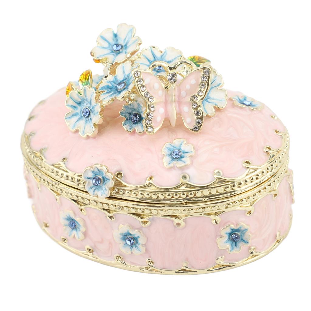 Hand Painted Trinket Box Enamel Vintage Jewelry Storage Box Metal Jewelry   Decorative Rings Earrings Necklace Box