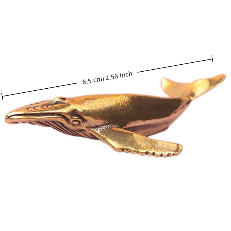 Solid Brass Shark Blue Whale Miniature Figurine Handcrafted Feng Shui Ornament for Office Tabletop Home Gift