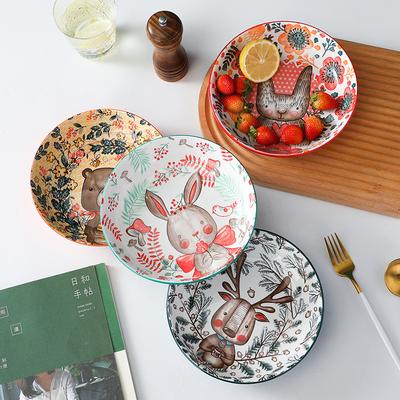 Japoński Kreskówkowy Zwierzęcy Ceramiczny Talerz Restauracja Domowy Talerz na Warzywa Talerz na Dania Zachodnie Talerz Śniadaniowy Talerz na Owoce Taca na Naczynia