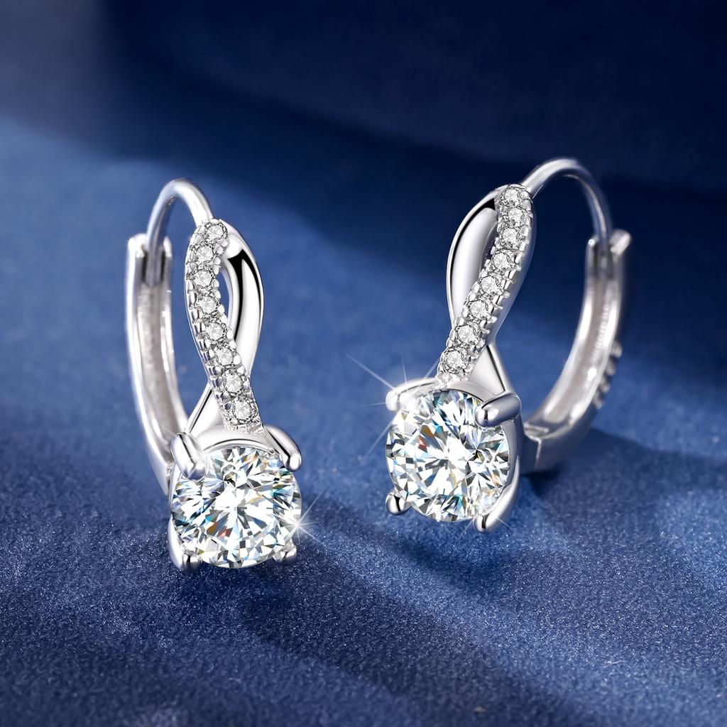 Celkem 1,0 karátu Moissanitové kruhové náušnice pro ženy Pravá měď Obalové náušnice Svatba Zásnubní Puzetové náušnice Jemné šperky