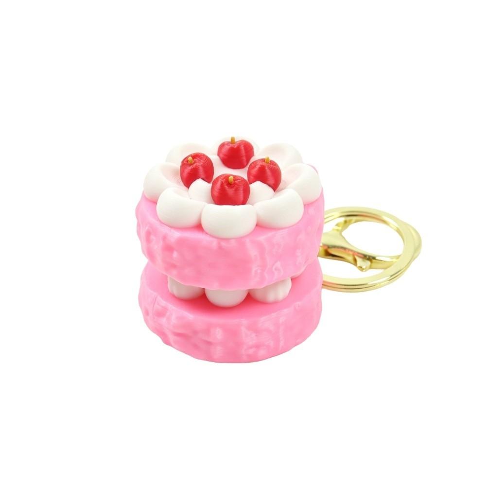 Realistic Fruit Cake Clicker Keychain 3D Printed Macaron Pendant Car Pendant