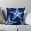 Maritimes Marineblau Seestern Kissenbezug Polyester Leinen Samt Bedruckt Reißverschluss Dekor Sofakissenbezug 18"