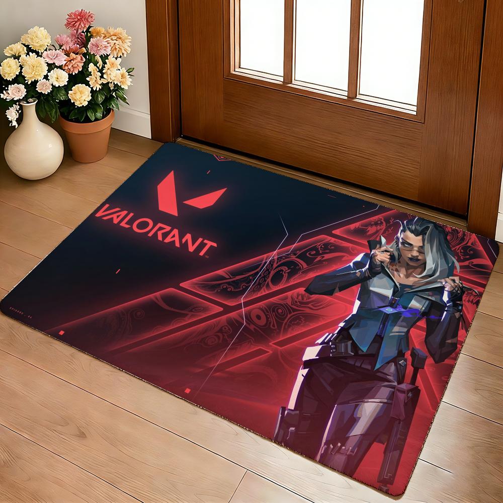 Game V-ValorantS Cool Floor Mat Cozy Flannel Soft Thick Non-Slip Mat For Living Room Bedroom Kitchen Decor Rugs