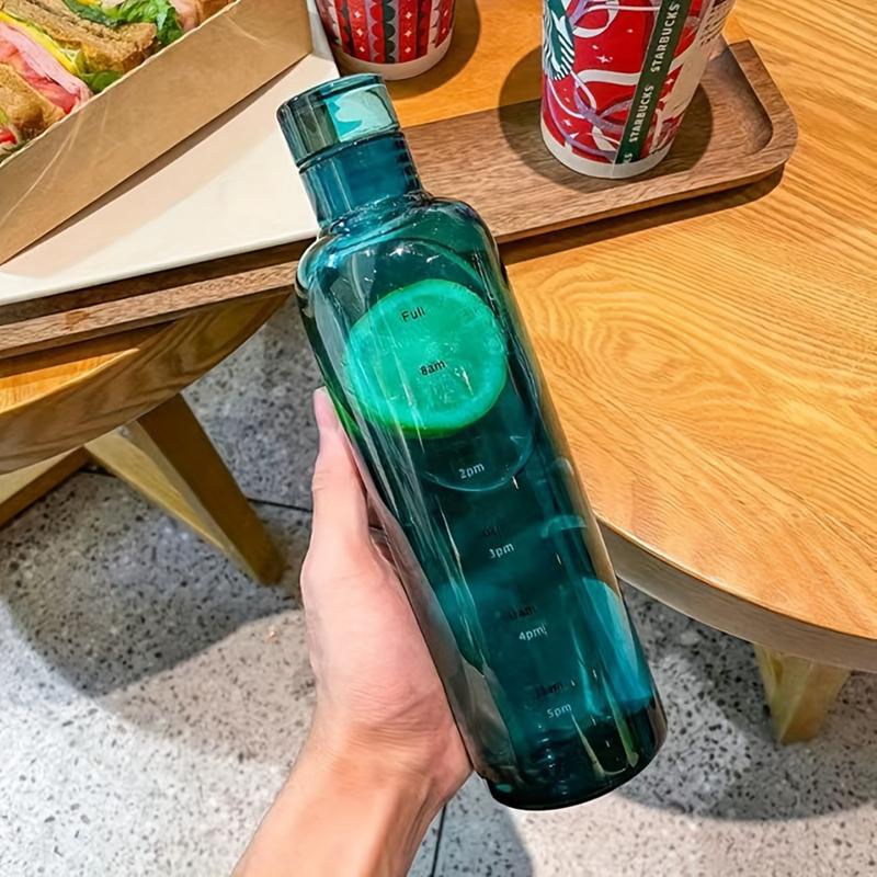 500 ml/16,9 oz průhledná plastová sportovní láhev na vodu ukazatel času nepropustný pohárek na mléko na džus Přenosný sportovní pohár do školní tělocvičny pro děti