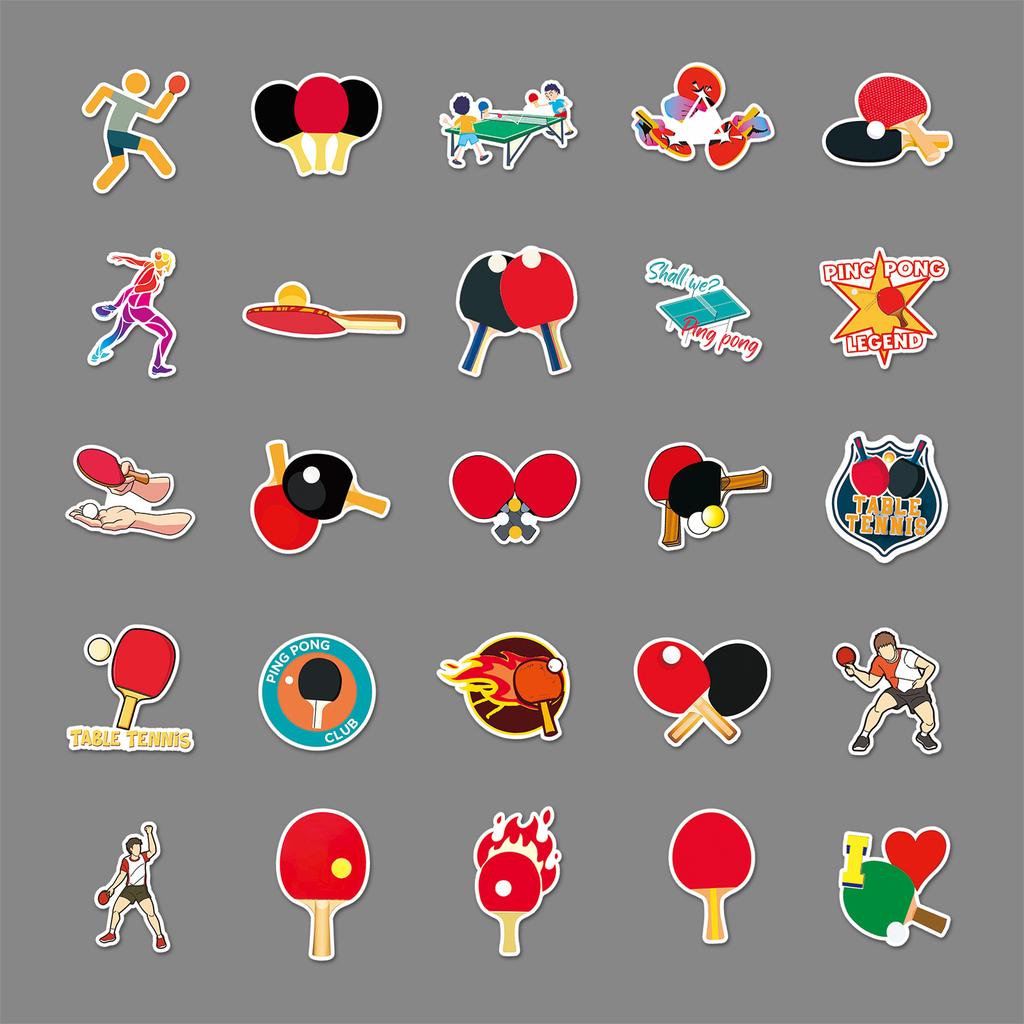 50 Tischtennis Doodle Personalisierte Sportperipherie DIY Handy Skateboard Koffer Aufkleber Wasserdicht