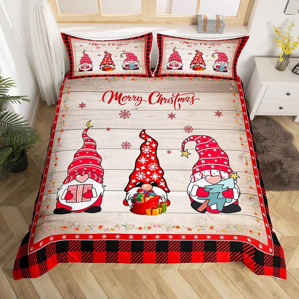 Cartoon Weihnachtsmann Dreiteiliger Bettbezug 3D Digitaldruck Bettwäscheset Bettdecke